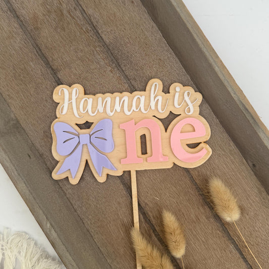 Baby is One cake topper and first name charm, acrylic cake topper, cake charm