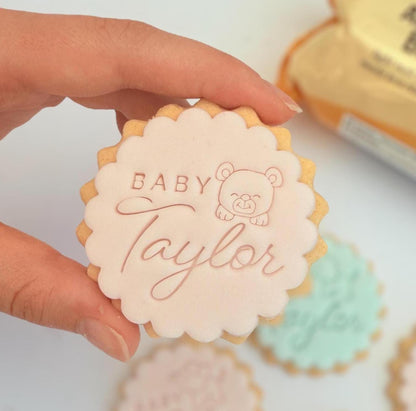 Custom Baby Name Cookie Stamp Set: Bear Design
