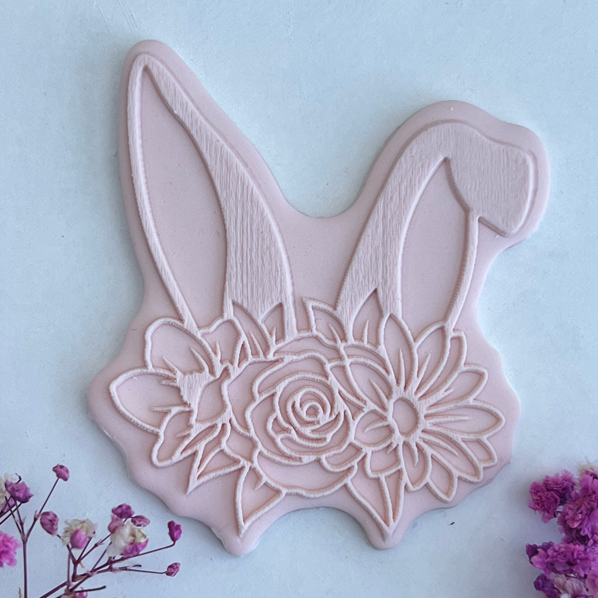 Floral Easter Bunny Ears-  Deboss and Cutter image 0