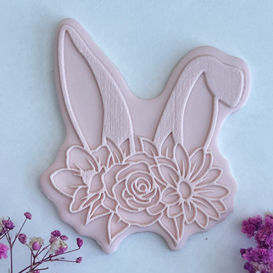 Floral Easter Bunny Ears-  Deboss and Cutter image 0