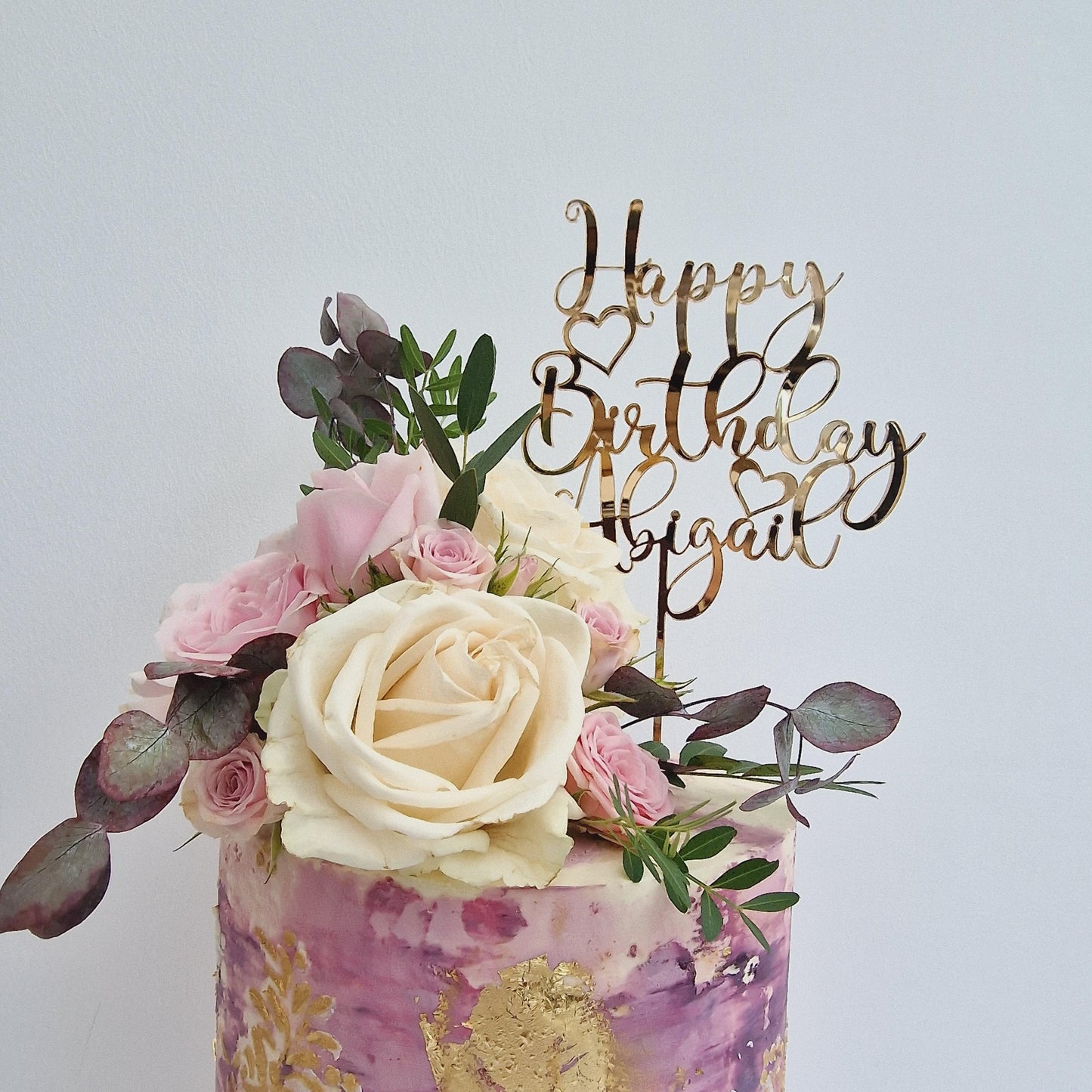 Happy Birthday Cake Topper with Name, Personalized Birthday Cake Topper, 25th 30th 40th Birthday Cake Topper, 50th Anniversary Cake Topper