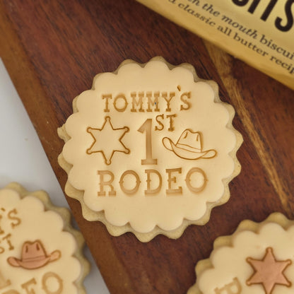 First Rodeo Custom Name Cookie Stamp Set