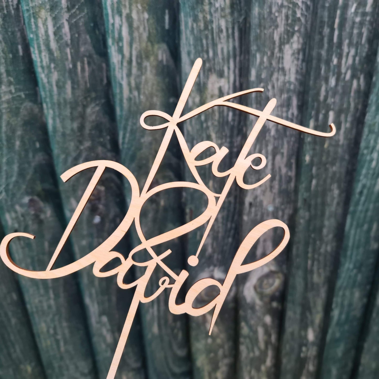 Rustic wooden Custom Wedding cake topper