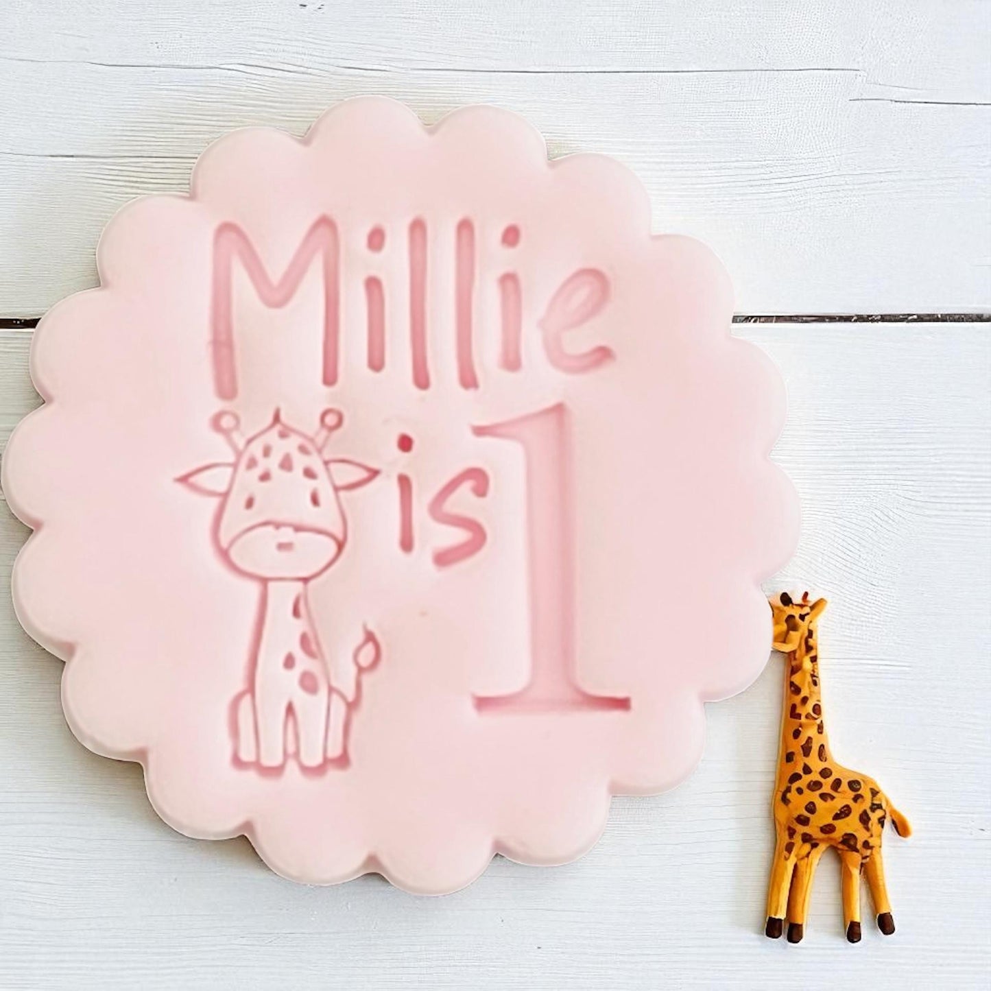 Custom Name & Age Cookie Stamp Set: Giraffe Design