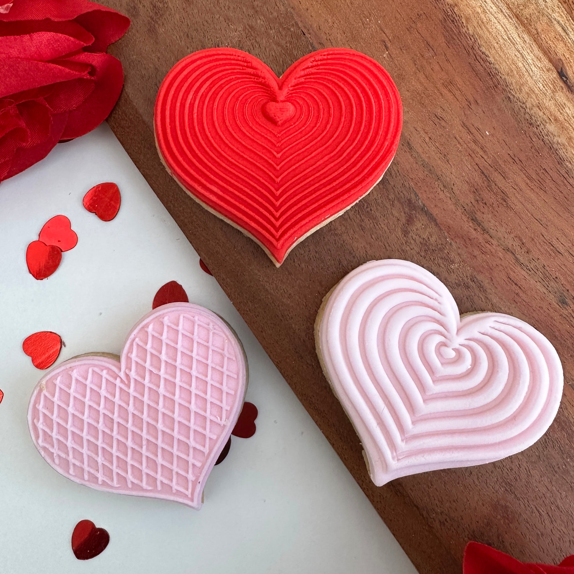 Set of 3 Hearts - Stamp and Matching cutters image 1
