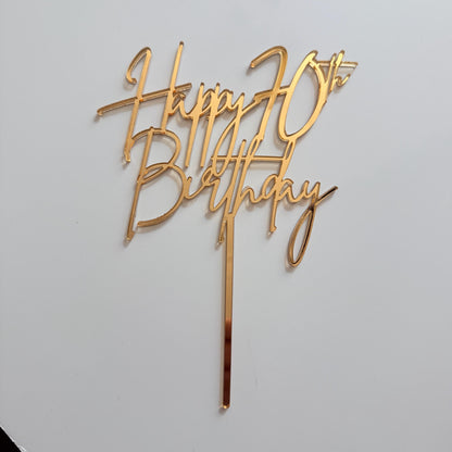 Acrylic Happy 70th birthday cake topper and name cake charm, rose gold cake topper, 70th birthday cake decorations, acrylic cake toppers