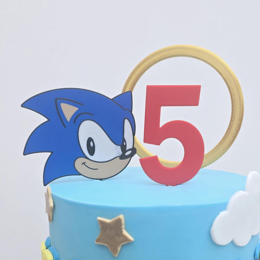 Birthday cake topper set, cake charm, sonic cake topper, birthday cake topper