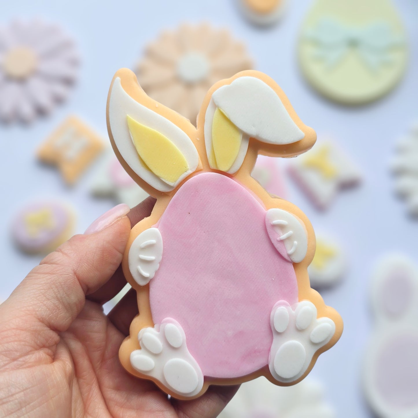 Bunny holding an egg - PLA embosser and matching cutter image 0