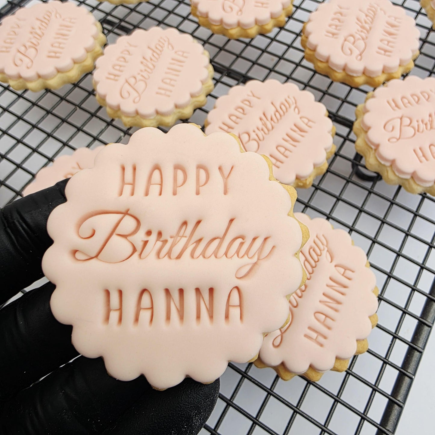 Custom Happy Birthday Fondant Cookie Stamp and Cutter Set