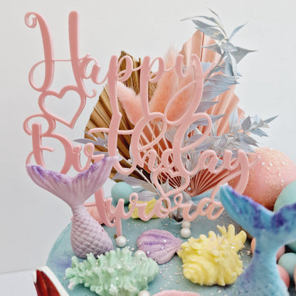 Happy Birthday Cake Topper with Name, Personalized Birthday Cake Topper, 25th 30th 40th Birthday Cake Topper, 50th Anniversary Cake Topper