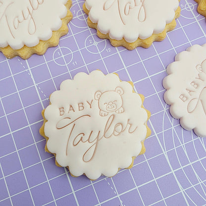 Custom Baby Name Cookie Stamp Set: Bear Design