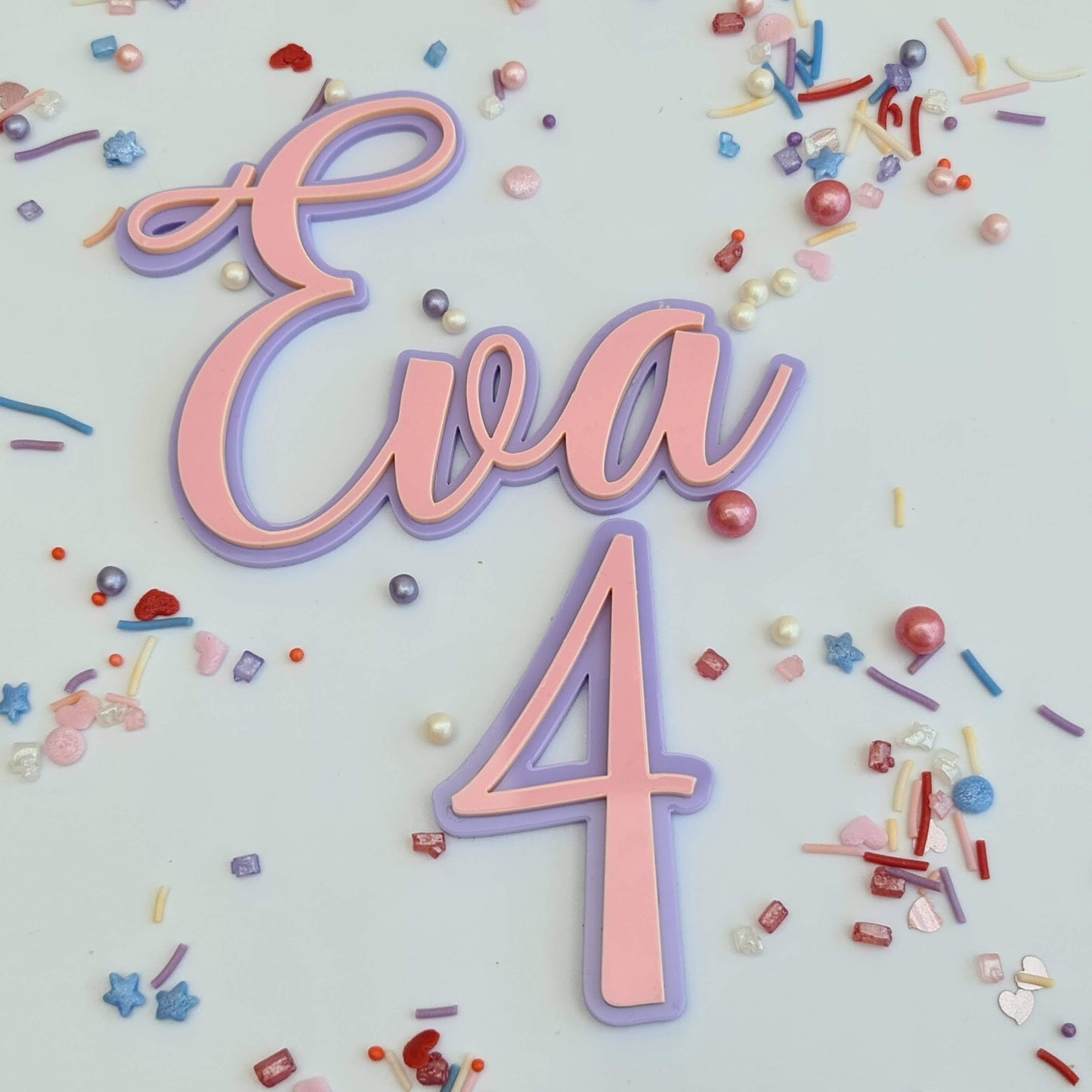 Personalised Double Layered  Acrylic Cake Charm and age, Custom Acrylic Cake Plaque