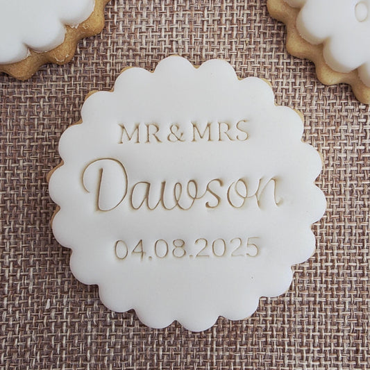 Custom Mr & Mrs Fondant Stamp: Wedding Cookie Embosser