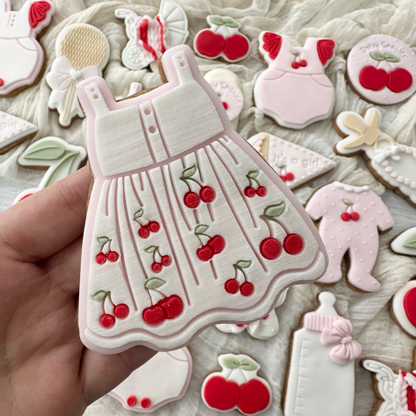 Vintage baby cherry dress - Stamp and Matching Cutter image 1