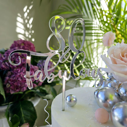 Personalised Age & fabulous cake topper, custom age acrylic cake topper