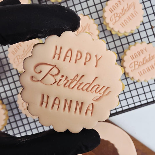 Custom Happy Birthday Fondant Cookie Stamp and Cutter Set