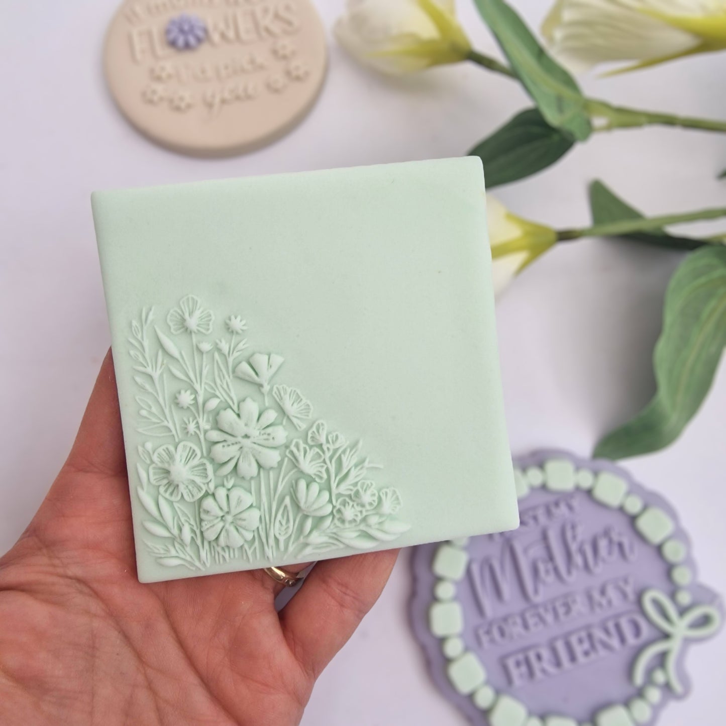 Corner Flowers - Deboss stamp image 0