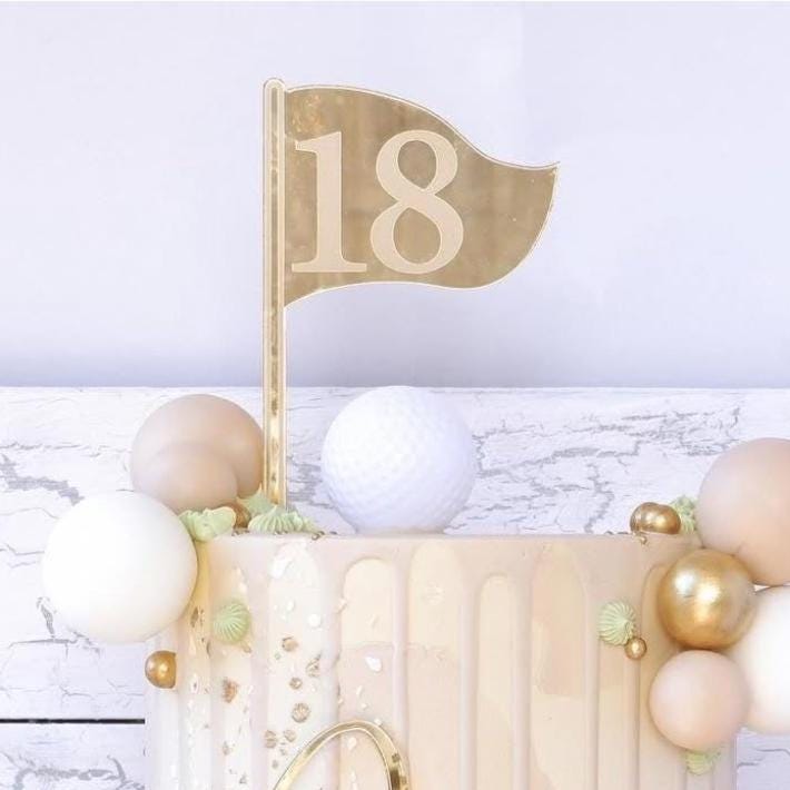 Acrylic Golf flag cake topper with age  cake | cake charm | cake toper