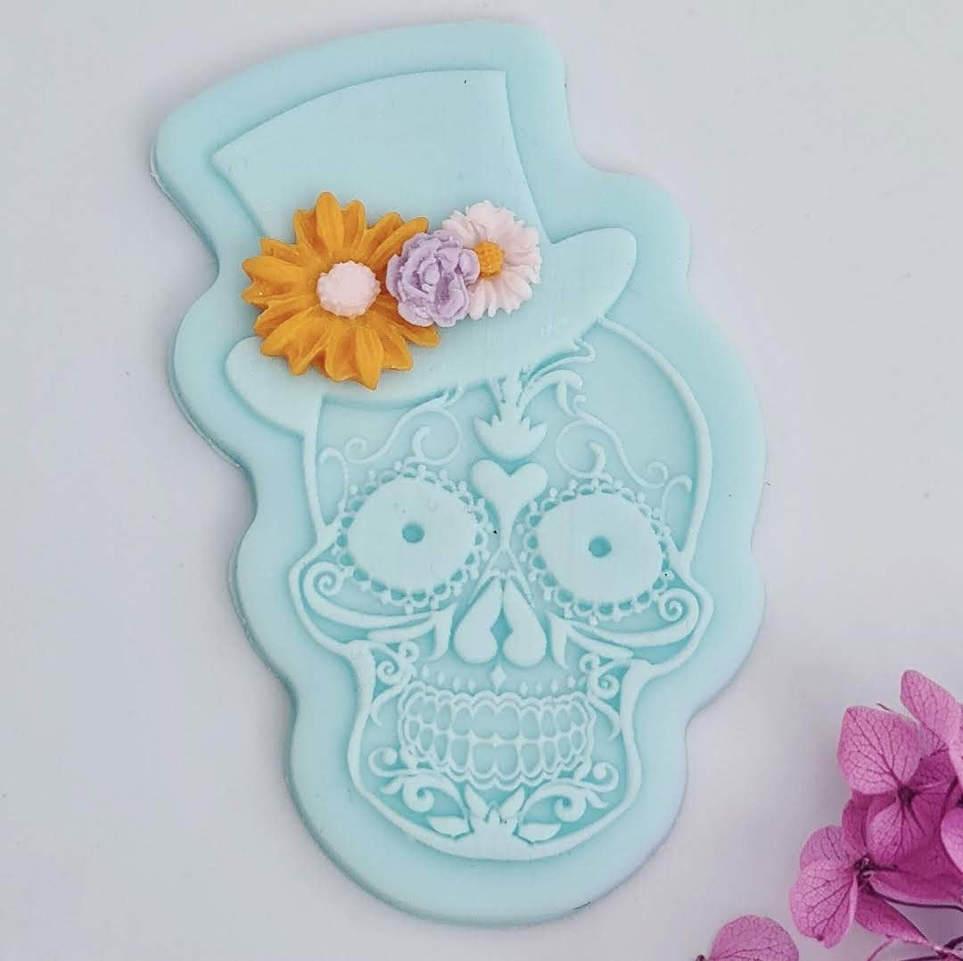 HALLOWEEN -Floral Skull - Deboss & Matching Cutter image 0