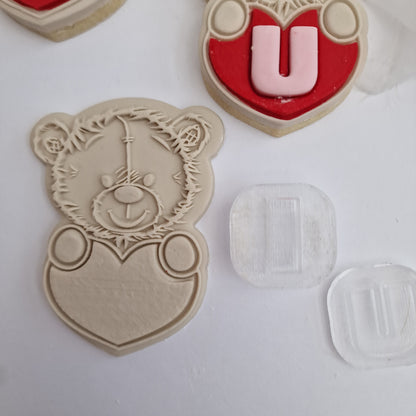 Cute Teddy with heart  - Deboss and cutter image 2