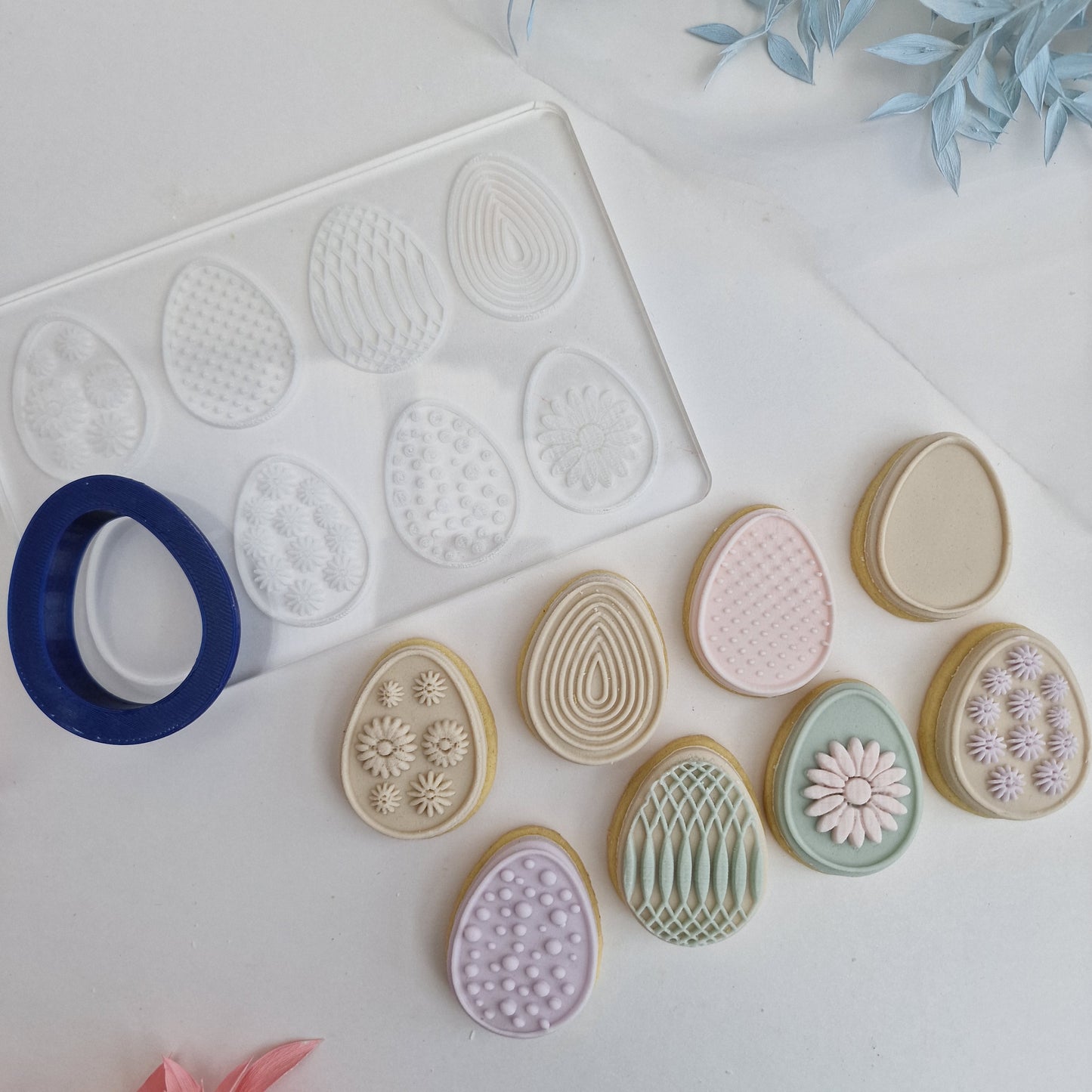 Mini Eggs with patterns  -  Deboss and Cutter image 1