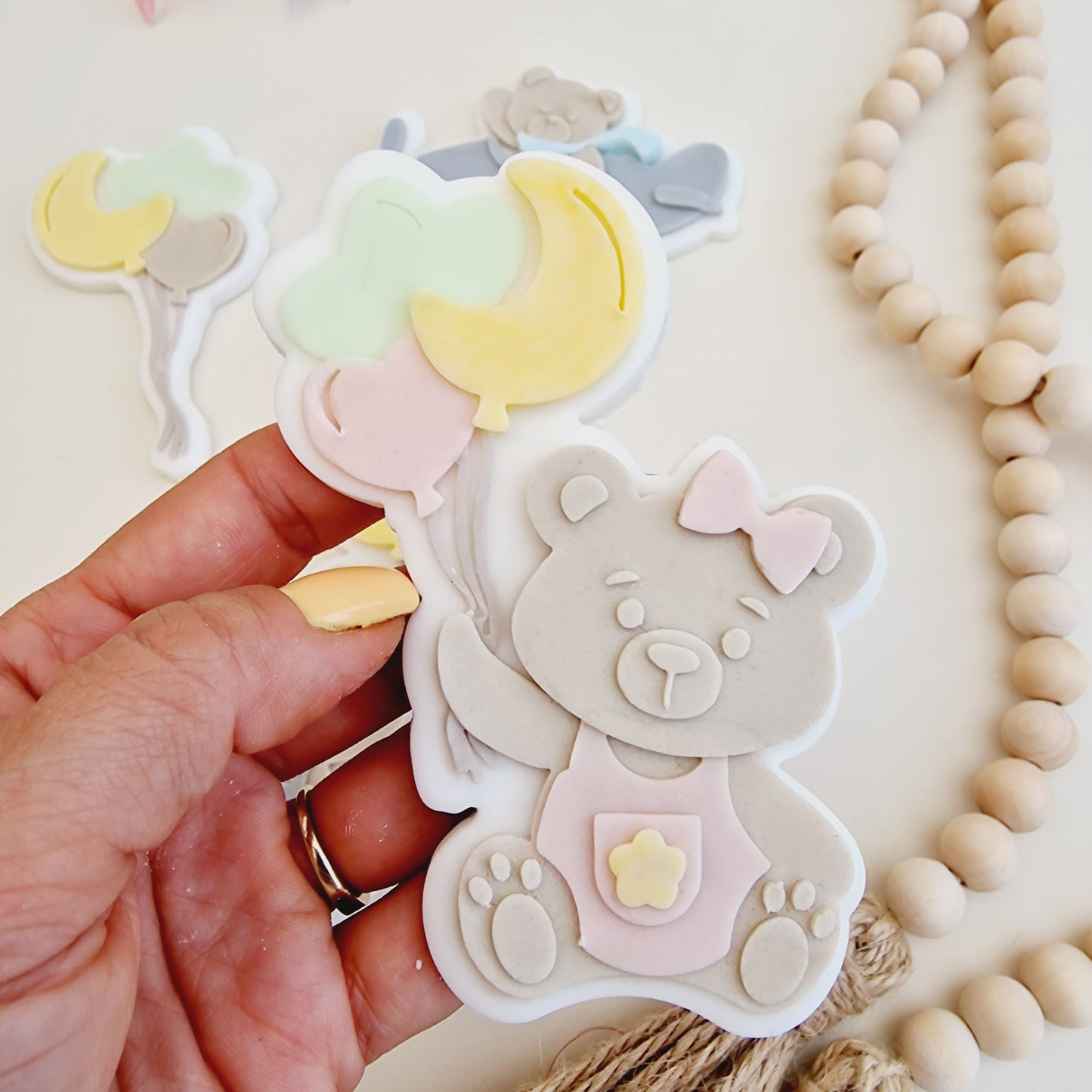 Girl Bear with Balloons - PLA stamp and cutter image 0