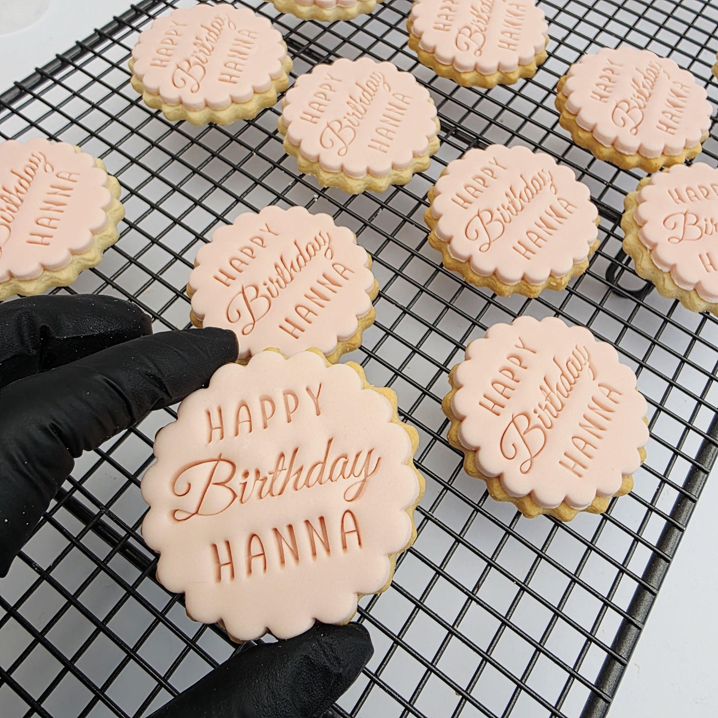 Custom Happy Birthday Fondant Cookie Stamp and Cutter Set
