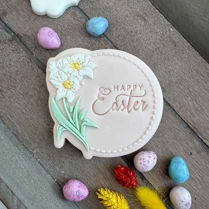 Daffodil wreath -  Deboss and Cutter image 0