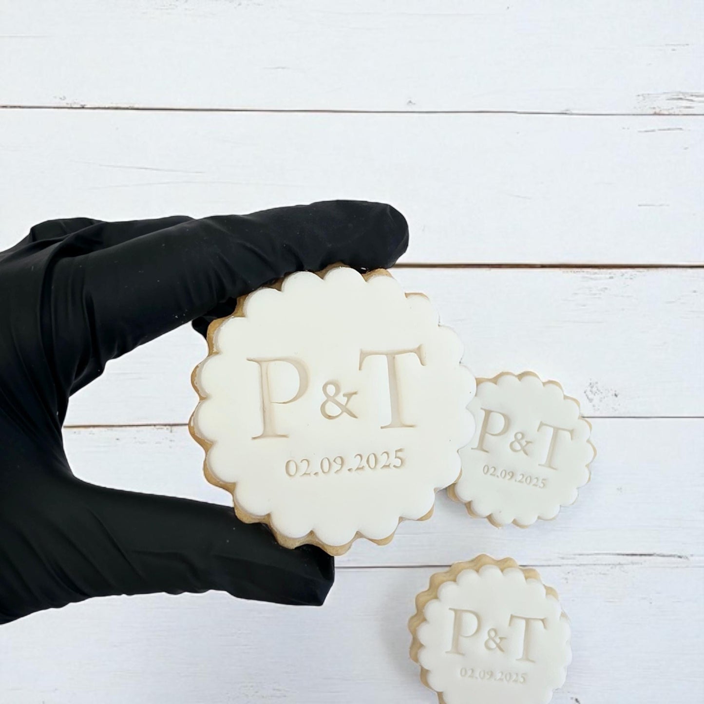 Custom Wedding Initials Fondant Cookie Stamp and Cutter