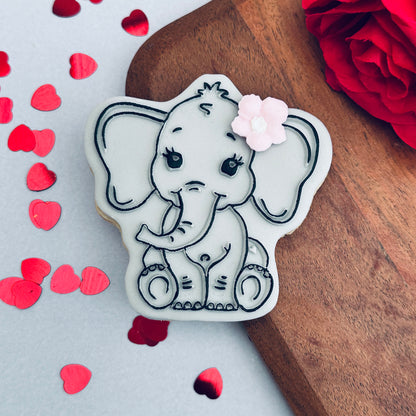 Cute elephant - Deboss and cutter image 0