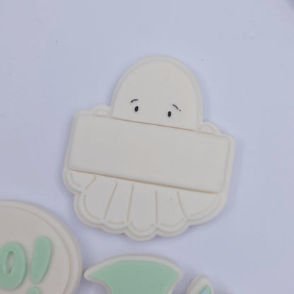 Cute ghost embosser fondant stamp and cutter, PLA embosser Cute Ghost, Halloween cookie embosser stamp & cutter, embosser, 3d printed